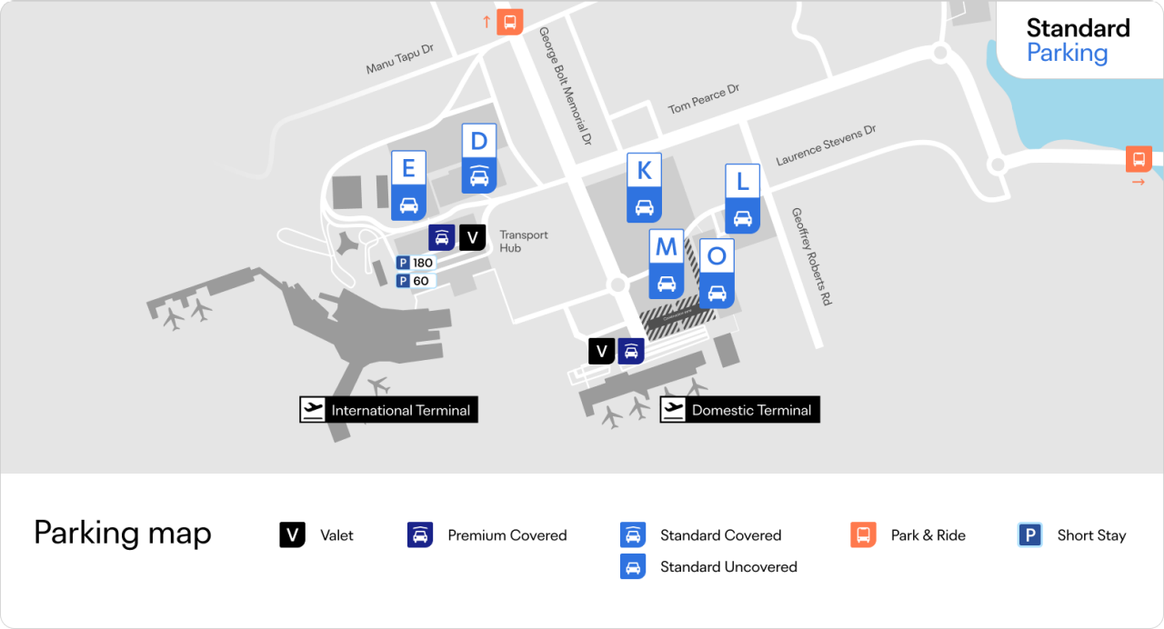 map showing parking at the airport